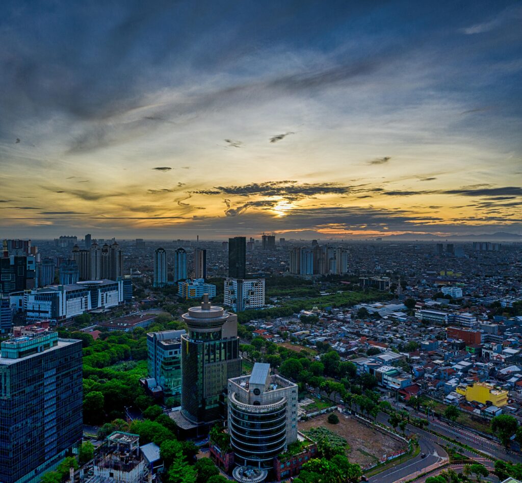 Aerial view of a South African city skyline at sunset — destination image for Trunk Logistics UK to South Africa international removals guide