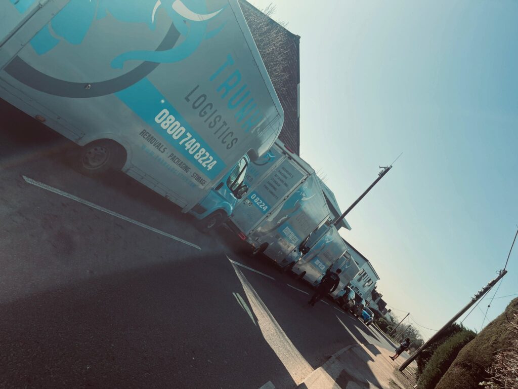 Trunk Logistics removals vans lined up ready for house removals across Essex