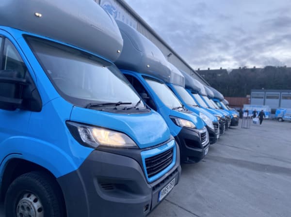 Fleet of Trunk Logistics removal vans ready for house removals and transport services across the UK and Europe